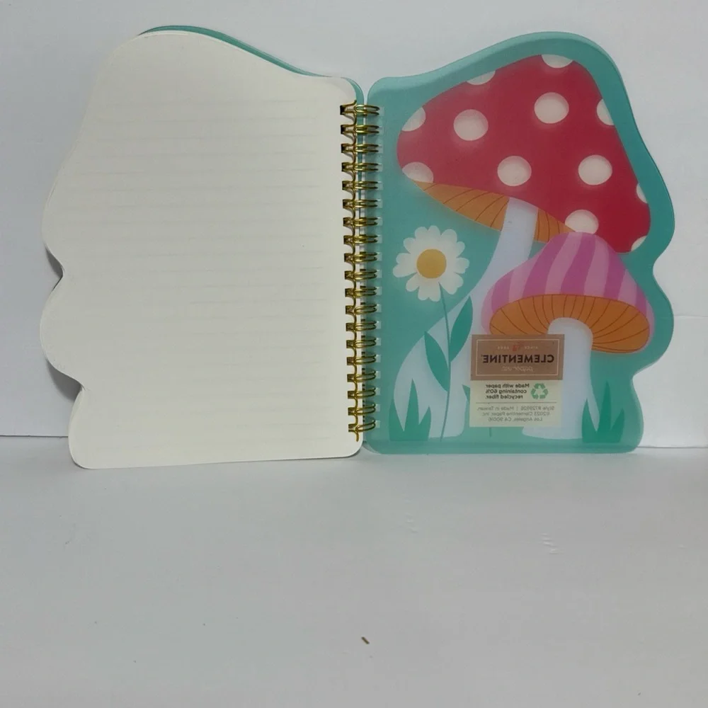 Clementine Mushroom Spiral Notebook with Red and Pink Cover